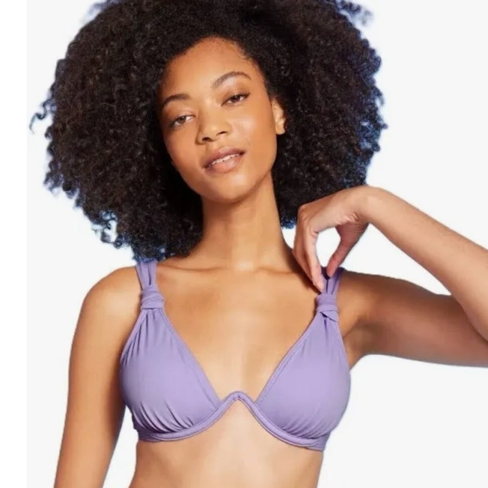 Lavender Bikini-Knot Detail- Underwire Bikini Top-